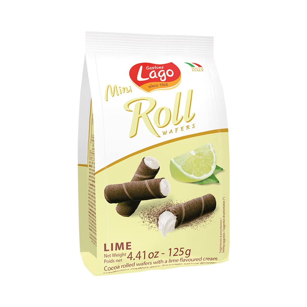 Lago Mini Roll Wafer Lime 125g